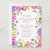 Heldere tropische bloemenbruiloft kaart (Voorkant)