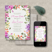 Heldere tropische bloemenbruiloft kaart