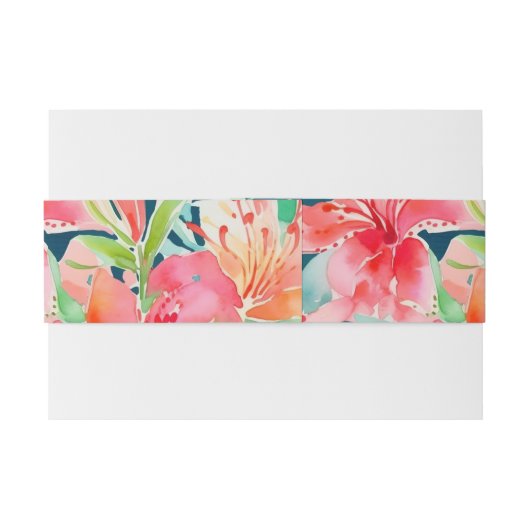 Heldere tropische bloemenbruiloft uitnodigingen wikkel (Achterkant Voorbeeld)