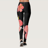 Heldere, tropische Floral Aloha Hibiscus Leggings (Achterkant)