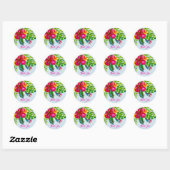 Heldere tropische Floral Hibiscus & Leaves Favor Ronde Sticker (Vel)