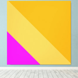 Heldere tropische goudgele roze schuine strepen canvas afdruk