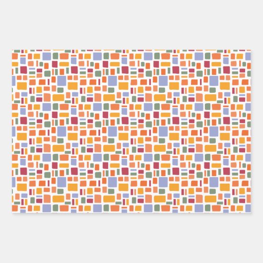 Heldere Tropische kleuren, witte vierkantjes en re Inpakpapier Vel (Voorkant 2)