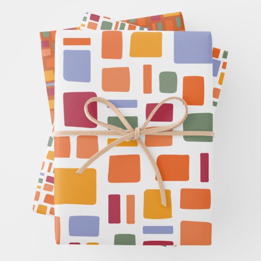 Heldere Tropische kleuren, witte vierkantjes en re Inpakpapier Vel (In situ)