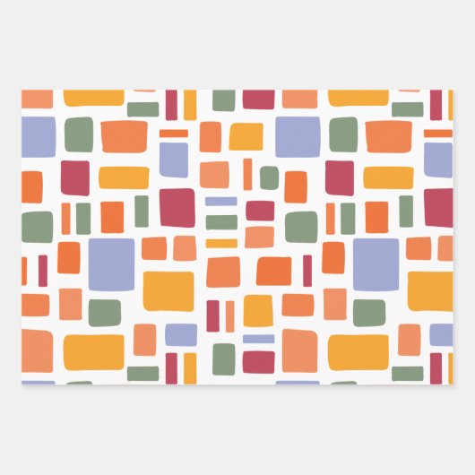 Heldere Tropische kleuren, witte vierkantjes en re Inpakpapier Vel (Voorkant)