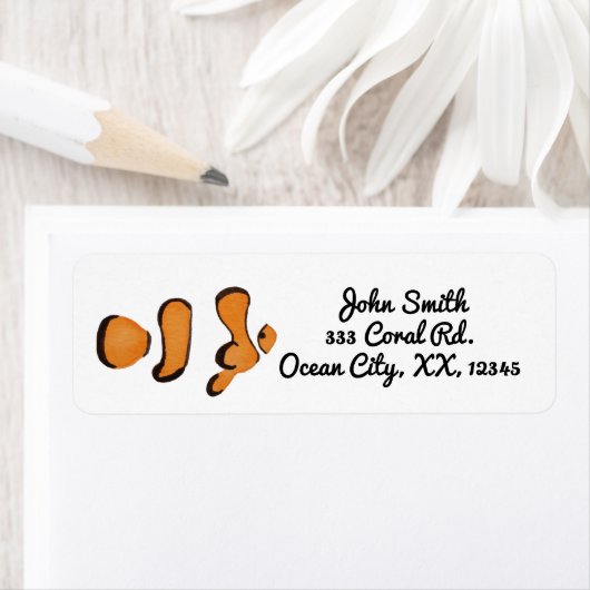 Heldere tropische krulvis etiket (Insitu)