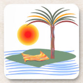 Heldere tropische palmboom, zon en golven drankjes onderzetter (Voorkant)