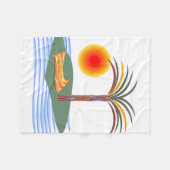 Heldere tropische palmboom, zon en golven fleece deken (Voorkant (Horizontaal))