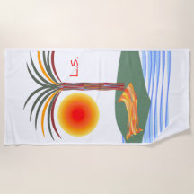 Heldere tropische palmboom, zon en golven