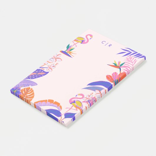 Heldere tropische palmen Flamingo Grote noten Post-it® Notes (Schuin)