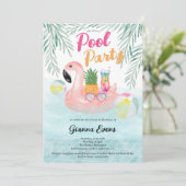 Heldere Tropische poolpartij roze flamingo Sweet 1 Kaart (Staand voorkant)