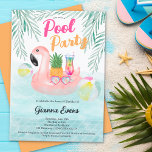 Heldere Tropische poolpartij roze flamingo Sweet 1 Kaart<br><div class="desc">Maak een splash met onze zomer levendige en tropische Sweet 16 verjaardagsuitnodigingen! Maak je flamingo drijvers en badpakken klaar voor een feest dat zeker helder leuk en onvergetelijk zal zijn! Met een roze flamingo floater illustratie Sweet 16 met cocktail, holografische retro zonnebril, palmboom blad, ananas en zwembad water reflectie met...</div>