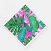 Heldere tropische roze en groene bladeren servet (Hoek)