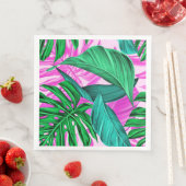 Heldere tropische roze en groene bladeren servet (Insitu)