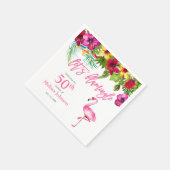 Heldere tropische roze laten Flamingo 50th Birthda Servet (Hoek)