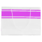 Heldere Tropische Roze Top Racing Stripes op Wit Groot Cadeauzakje (Achterkant)