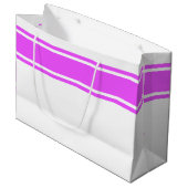 Heldere Tropische Roze Top Racing Stripes op Wit Groot Cadeauzakje (Voorkant Gekanteld)