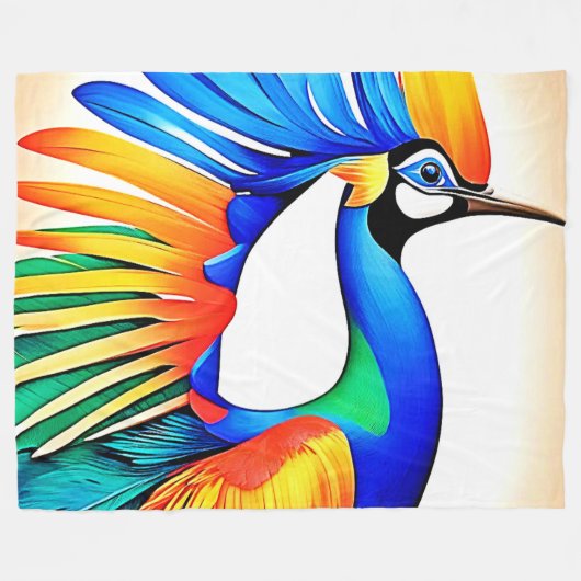 Heldere tropische vogel fleece deken (Voorkant (Horizontaal))