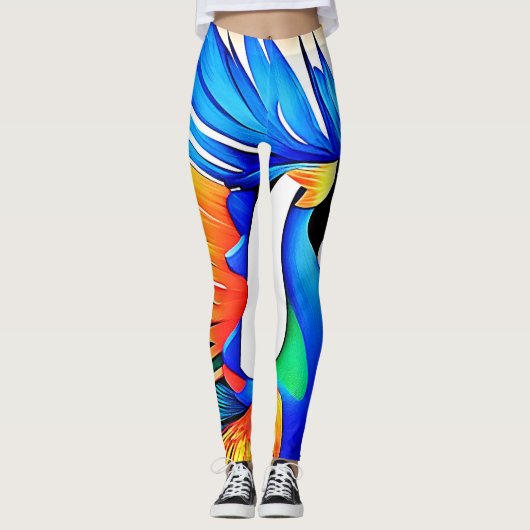 Heldere tropische vogel leggings (Voorkant)