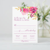 Heldere Tropische Waterverf Bloemen RSVP Kaartje (Staand voorkant)