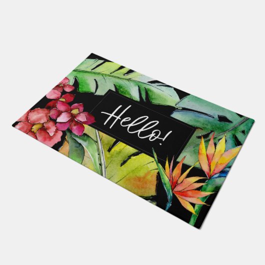 Heldere tropische Waterverf Hallo Deurmat (Schuin)