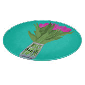 Heldere Tulp Bloem Moderne Illustratie + Naam Snijplank (Hoek)