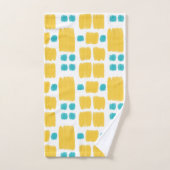 Heldere, turquoise en geel geschilderde vormen bad handdoek (Handdoek)