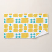 Heldere, turquoise en geel geschilderde vormen bad handdoek (Handdoek)
