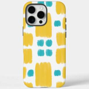 Heldere, turquoise en geel geschilderde vormen iPhone 16 pro max hoesje