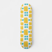 Heldere, turquoise en geel geschilderde vormen persoonlijk skateboard (Voorkant)