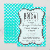 Heldere turquoise quatrefoil kaart (Voorkant / Achterkant)