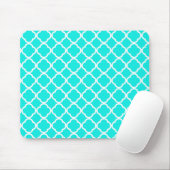 Heldere turquoise quatrefoil muismat (Met muis)