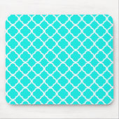 Heldere turquoise quatrefoil muismat (Voorkant)