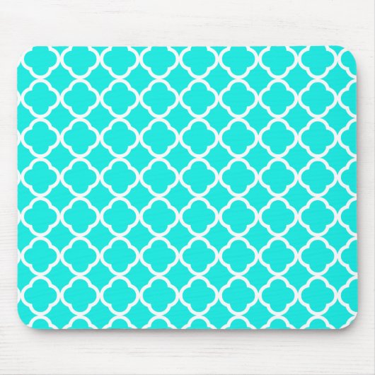 Heldere turquoise quatrefoil muismat (Voorkant)