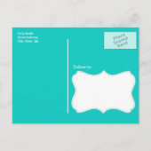 Heldere turquoise quatrefoil uitnodiging briefkaart (Achterkant)