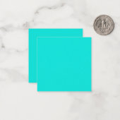 Heldere Turquoise Solid Color Notitiekaartje (Voorkant / Achterkant in situ)