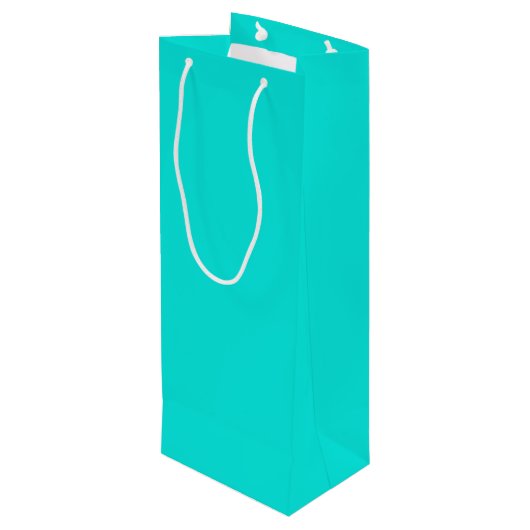 Heldere Turquoise Solid Color Wijn Cadeautas (Achterkant Gekanteld)