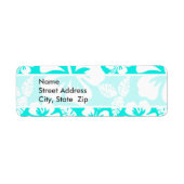 Heldere turquoise tropische hibiscus etiket (Voorkant)