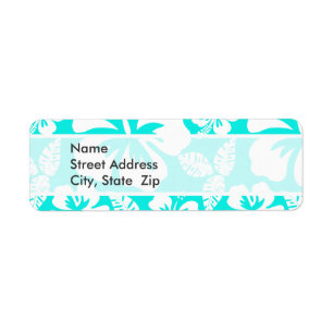 Heldere turquoise tropische hibiscus etiket