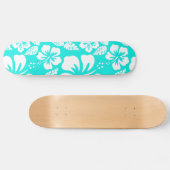 Heldere turquoise tropische hibiscus persoonlijk skateboard (Horizontaal)