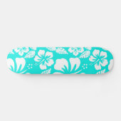 Heldere turquoise tropische hibiscus persoonlijk skateboard (Horizontaal)