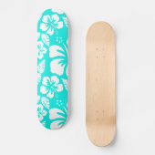 Heldere turquoise tropische hibiscus persoonlijk skateboard (Voorkant)