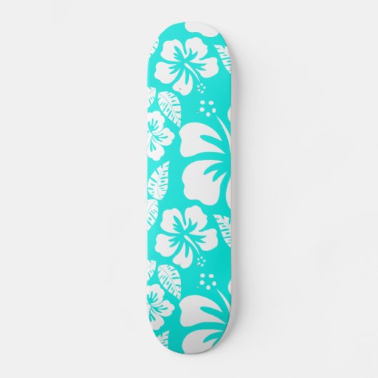 Heldere turquoise tropische hibiscus persoonlijk skateboard (Voorkant)