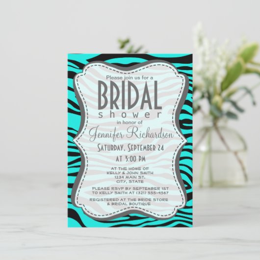 Heldere turquoise zebra strepen Animal Print Kaart (Staand voorkant)