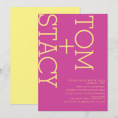 Heldere Typografie Extra gebold roze gele bruiloft Kaart (Voorkant / Achterkant)