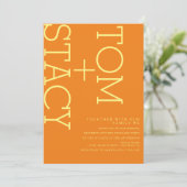 Heldere typografie Extra Oranje bruiloft Kaart (Staand voorkant)