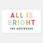 Heldere typografie moderne kerstfamilie rechthoekige sticker (Voorkant)