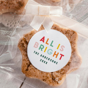 Heldere typografie moderne kerstfamilie ronde sticker