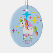 Heldere Unicorn Rainbow Big Sister Ornament (Rechts)