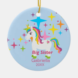 Heldere Unicorn Rainbow Big Sister Ornament
